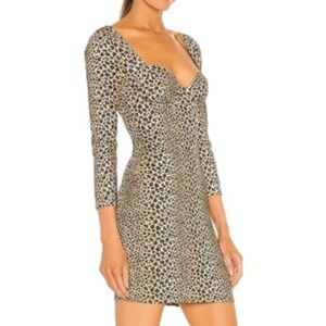 LPA Leopard Coquette Animal Print Sweetheart Neckline Mini Dress - Sz Medium